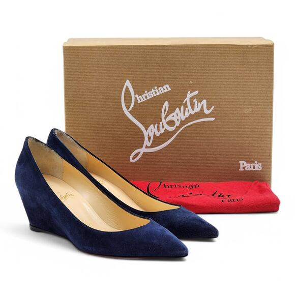Christian Louboutin Pipina Wedges 55 - Suede - Night Blue 36 5.5US $795